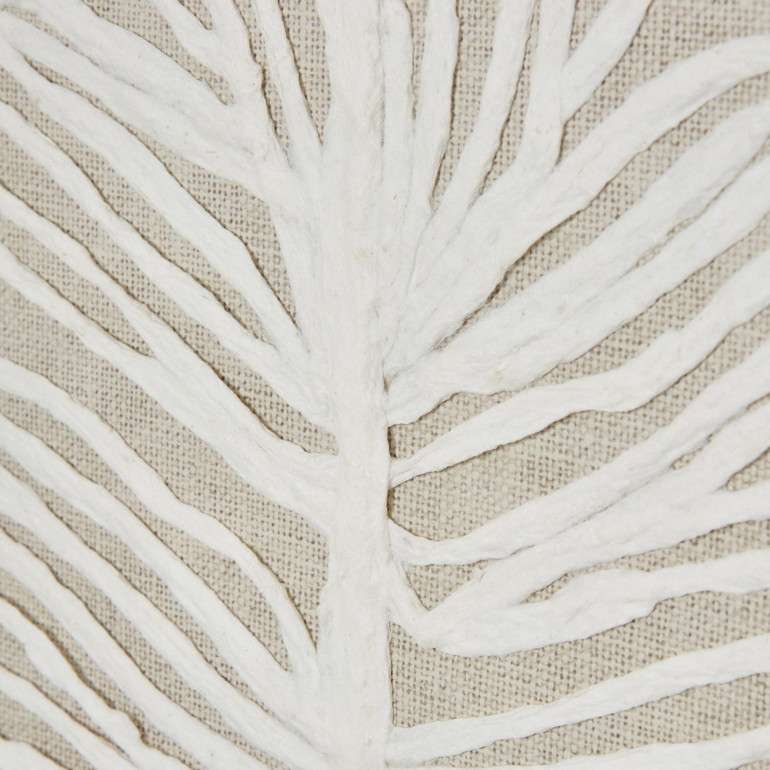 Large Plume White Feather Art Mounted In Beaded Frame - Handpainted Art from the Quanta Home collection.