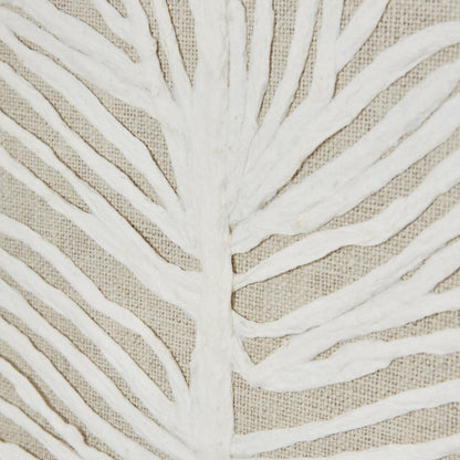 Large Plume White Feather Art Mounted In Beaded Frame - Handpainted Art from the Quanta Home collection.