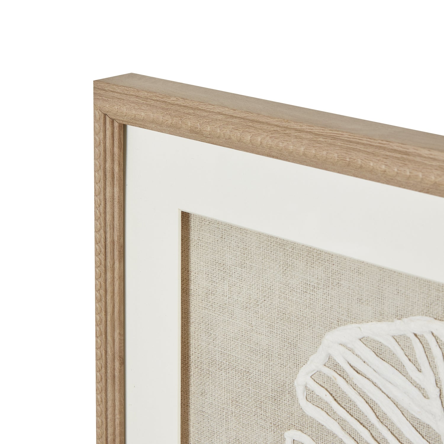 Large Plume White Feather Art Mounted In Beaded Frame - Handpainted Art from the Quanta Home collection.