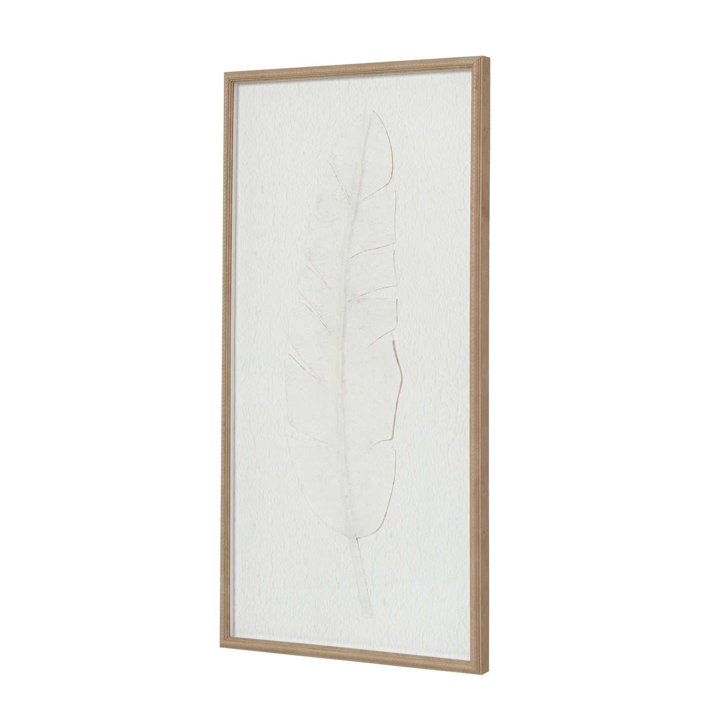 Large Quill White Feather Art Mounted In Beaded Frame - Handpainted Art from the Quanta Home collection.