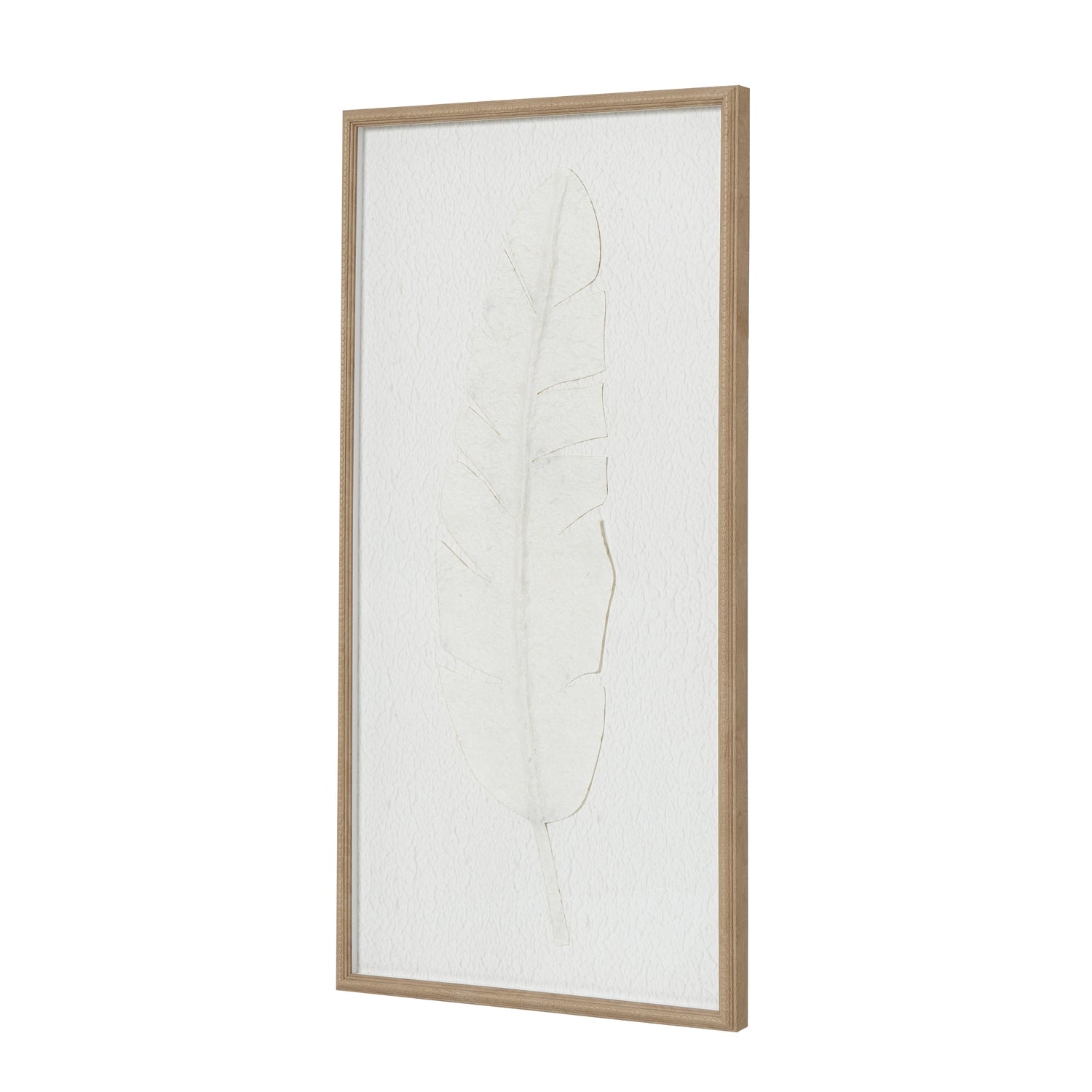 Large Quill White Feather Art Mounted In Beaded Frame - Handpainted Art from the Quanta Home collection.