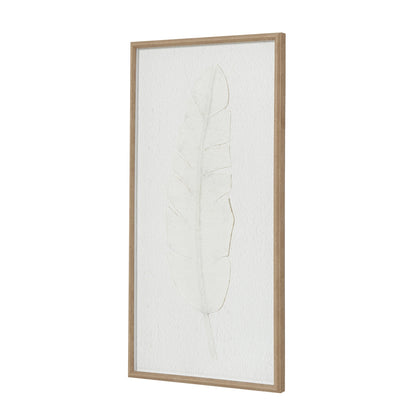 Large Quill White Feather Art Mounted In Beaded Frame - Handpainted Art from the Quanta Home collection.
