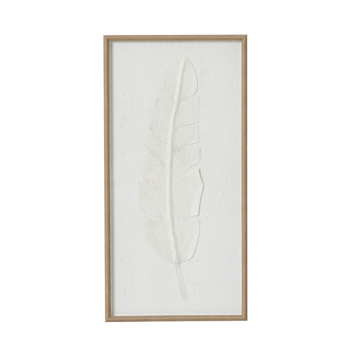 Large Quill White Feather Art Mounted In Beaded Frame - Handpainted Art from the Quanta Home collection.