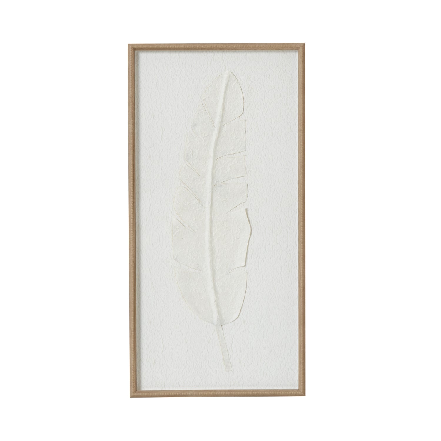 Large Quill White Feather Art Mounted In Beaded Frame - Handpainted Art from the Quanta Home collection.