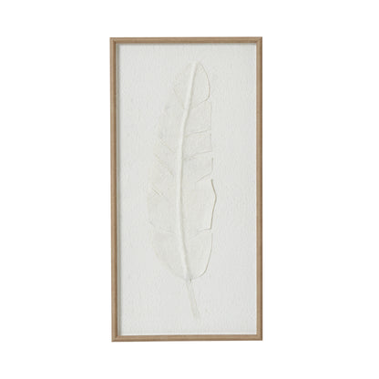 Large Quill White Feather Art Mounted In Beaded Frame - Handpainted Art from the Quanta Home collection.