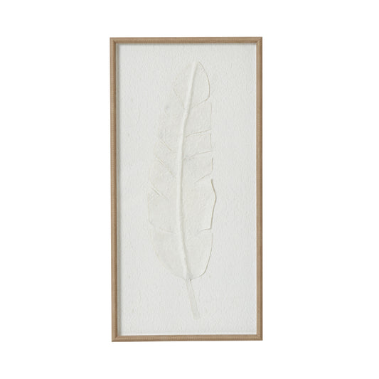 Large Quill White Feather Art Mounted In Beaded Frame - Handpainted Art from the Quanta Home collection.