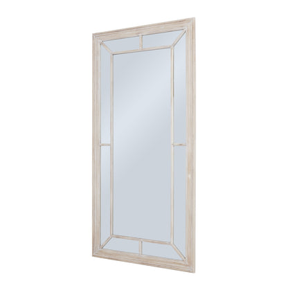 Large Washed Wood Framed Window Mirror - Wall Mirrors from the Quanta Home collection.