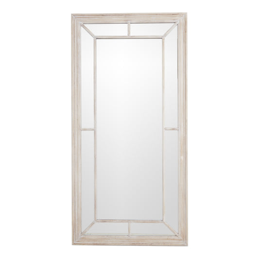 Large Washed Wood Framed Window Mirror - Wall Mirrors from the Quanta Home collection.