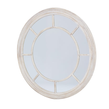 Washed Wood Framed Round Mirror - Wall Mirrors from the Quanta Home collection.