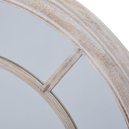Washed Wood Framed Round Mirror - Wall Mirrors from the Quanta Home collection.