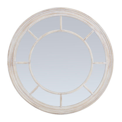 Washed Wood Framed Round Mirror - Wall Mirrors from the Quanta Home collection.