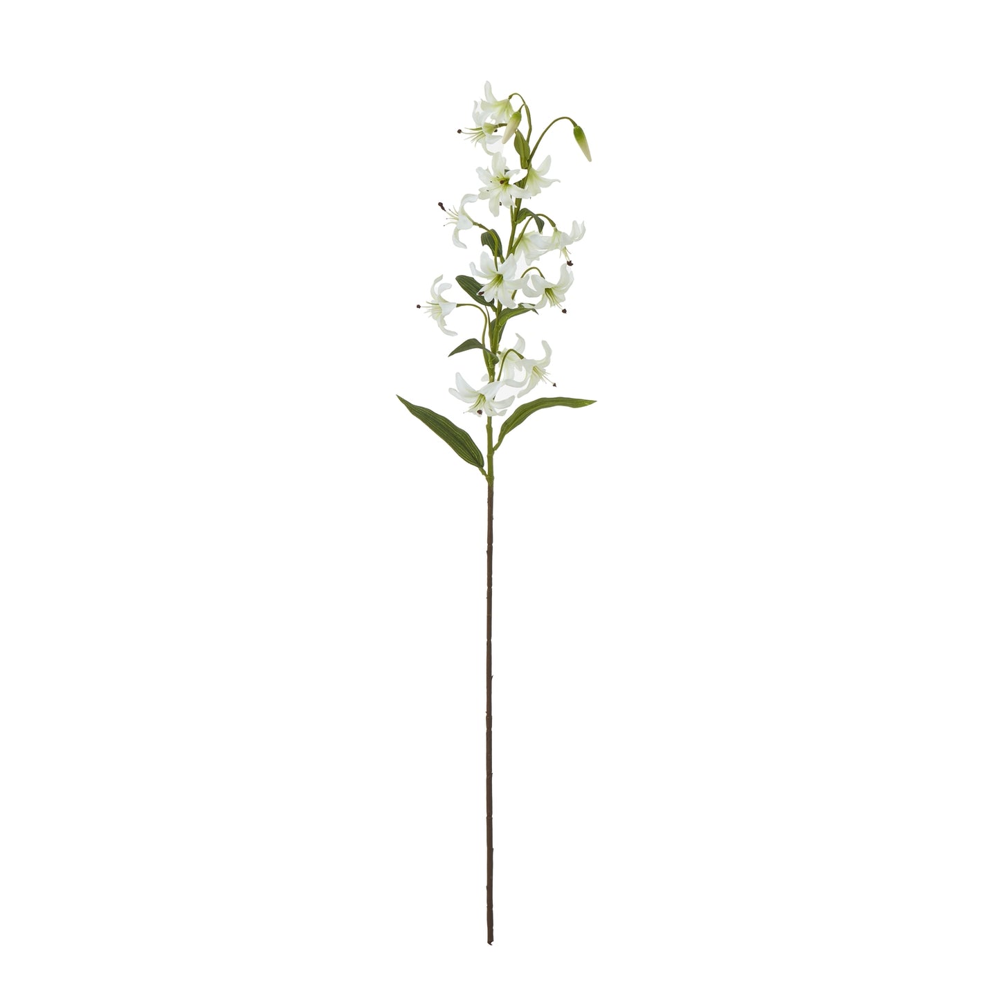 Faux Turks Cap Green Lily Spray with bell-shaped white flowers and lush green foliage, perfect for elegant floral arrangements.
