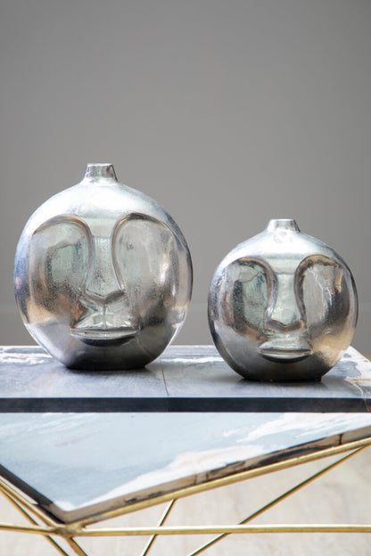 Vista Large Silver Finish Round Vase