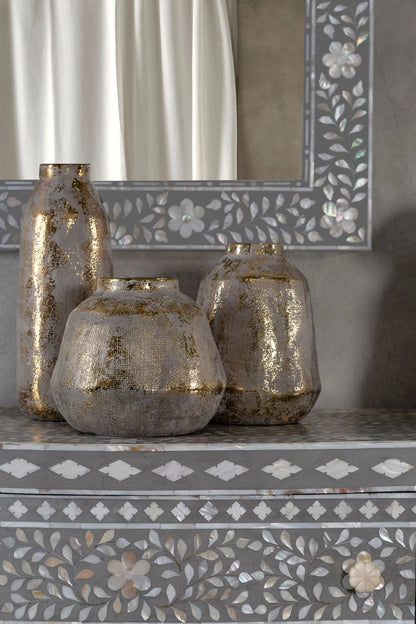 Gildora Medium Grey and Gold Ceramic Vase