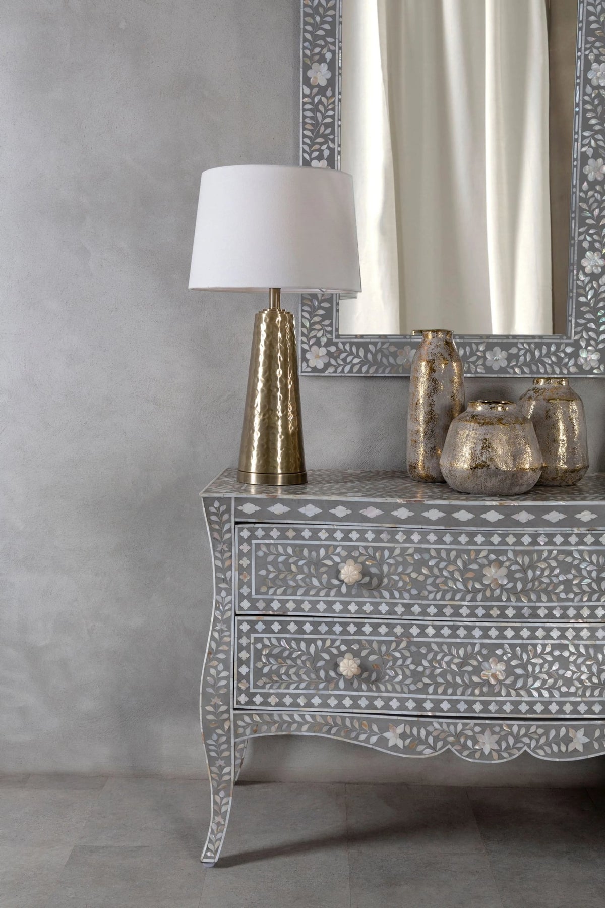 Gildora Medium Grey and Gold Ceramic Vase