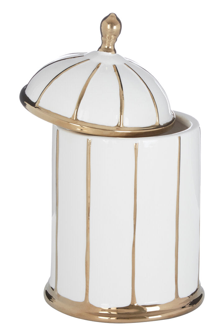 Petite Medium White and Gold Ceramic Jar