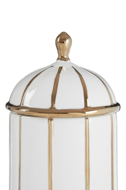 Petite Medium White and Gold Ceramic Jar