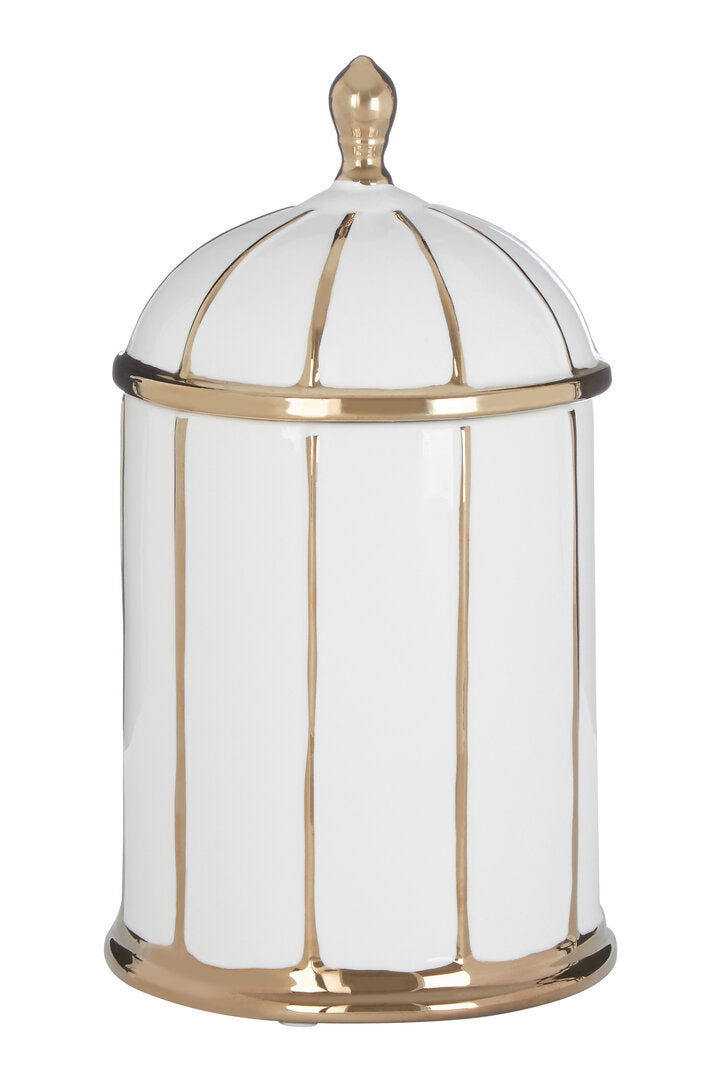 Petite Medium White and Gold Ceramic Jar
