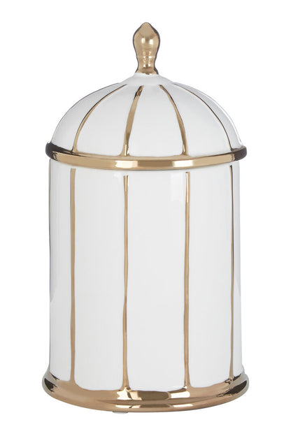 Petite Medium White and Gold Ceramic Jar
