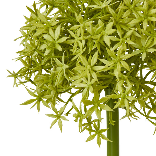 Vibrant green allium stem with lifelike leaves, perfect for elegant arrangements or as a standalone accent in your decor.
