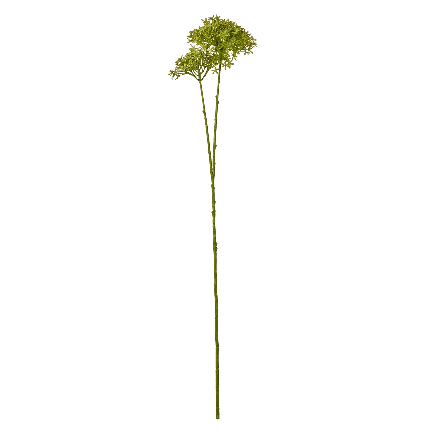 Lush green hydrangea stem with multiple realistic blooms, set on a sturdy stem, perfect for elegant home decor.