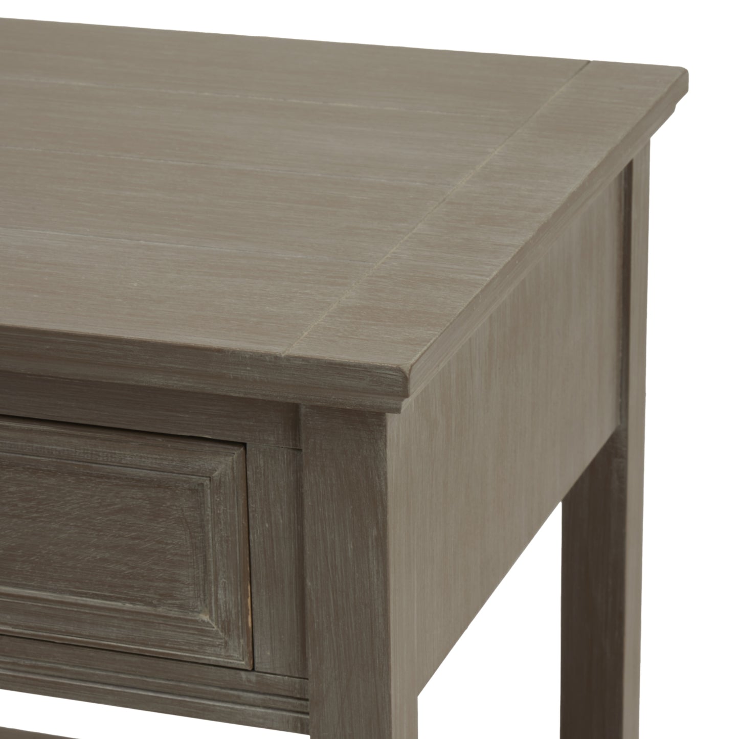 Side table with a refined oak finish, featuring clean lines, a single drawer for discreet storage, and a minimalist design.