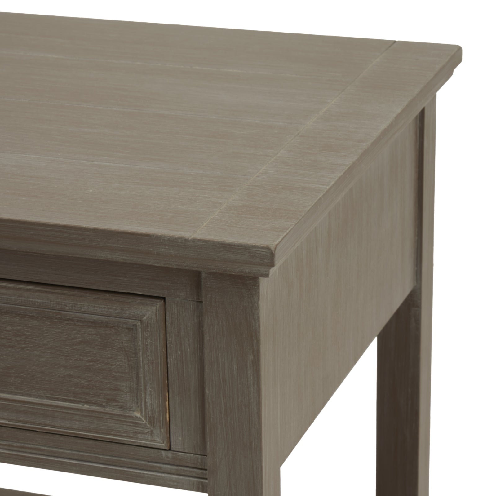 Side table with a refined oak finish, featuring clean lines, a single drawer for discreet storage, and a minimalist design.