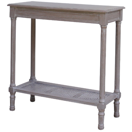 Red rattan console table with a sleek top and tapered legs, showcasing elegant craftsmanship and versatile style for any decor.