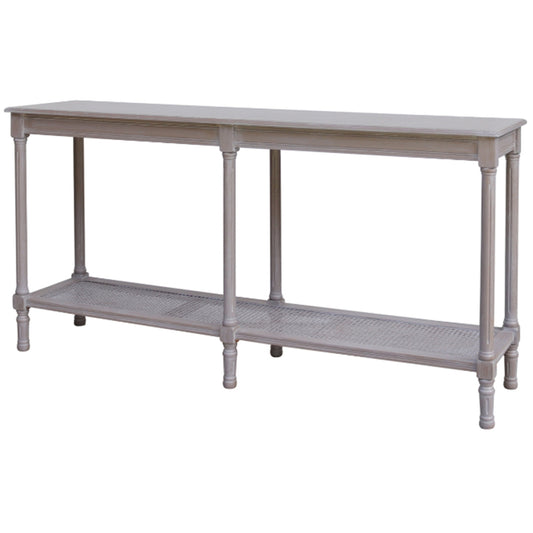 Elegant red rattan console table featuring a sleek top, intricate woven texture, and tapered legs, ideal for stylish decor.