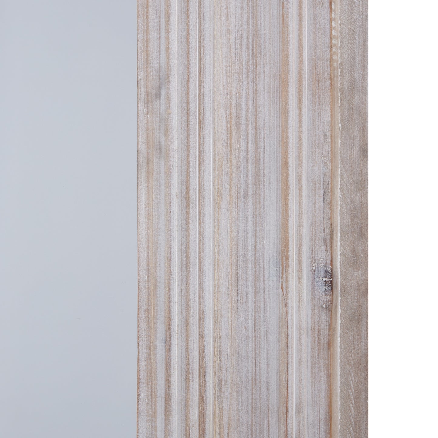 Large white-washed mirror with a weathered wood frame, showcasing rustic charm and modern elegance, ideal for any decor.