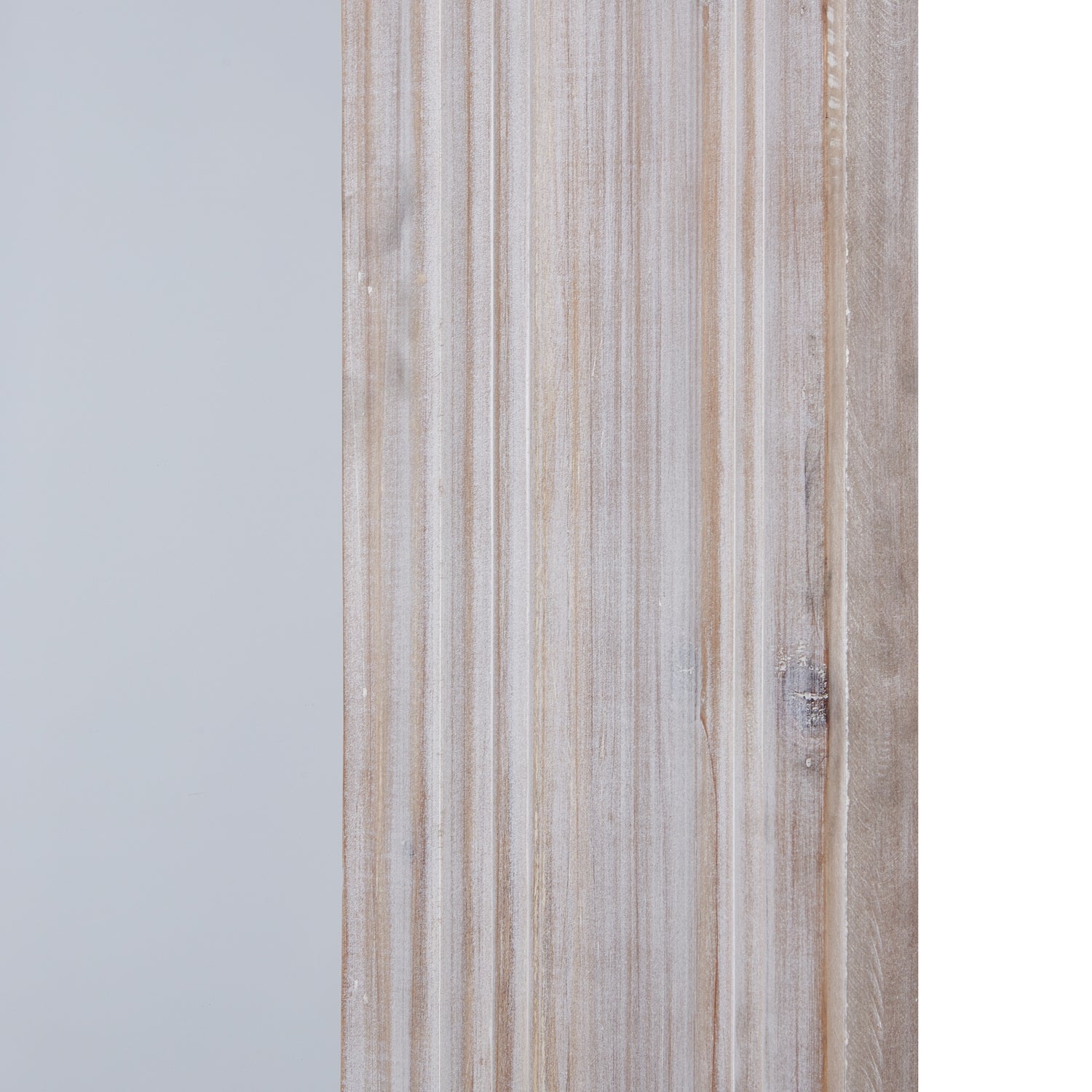 Large white-washed mirror with a weathered wood frame, showcasing rustic charm and modern elegance, ideal for any decor.