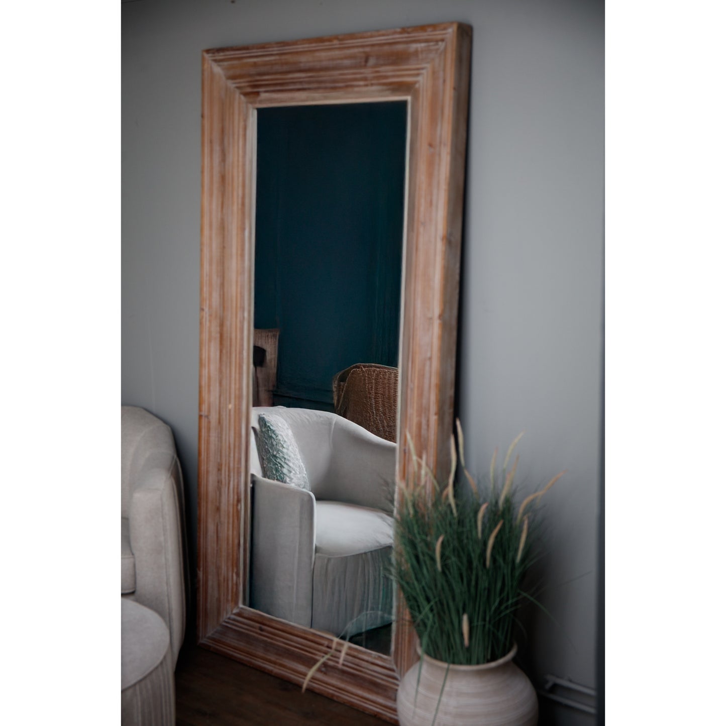 Newby Washed Wood Large Mirror - Wall Mirrors from the Quanta Home collection.