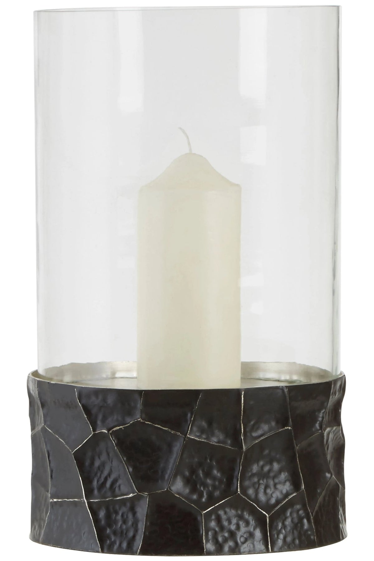 Aureon Black and Gold Large Hurricane Candle Holder