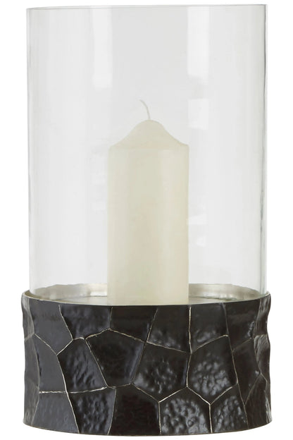 Aureon Black and Gold Large Hurricane Candle Holder