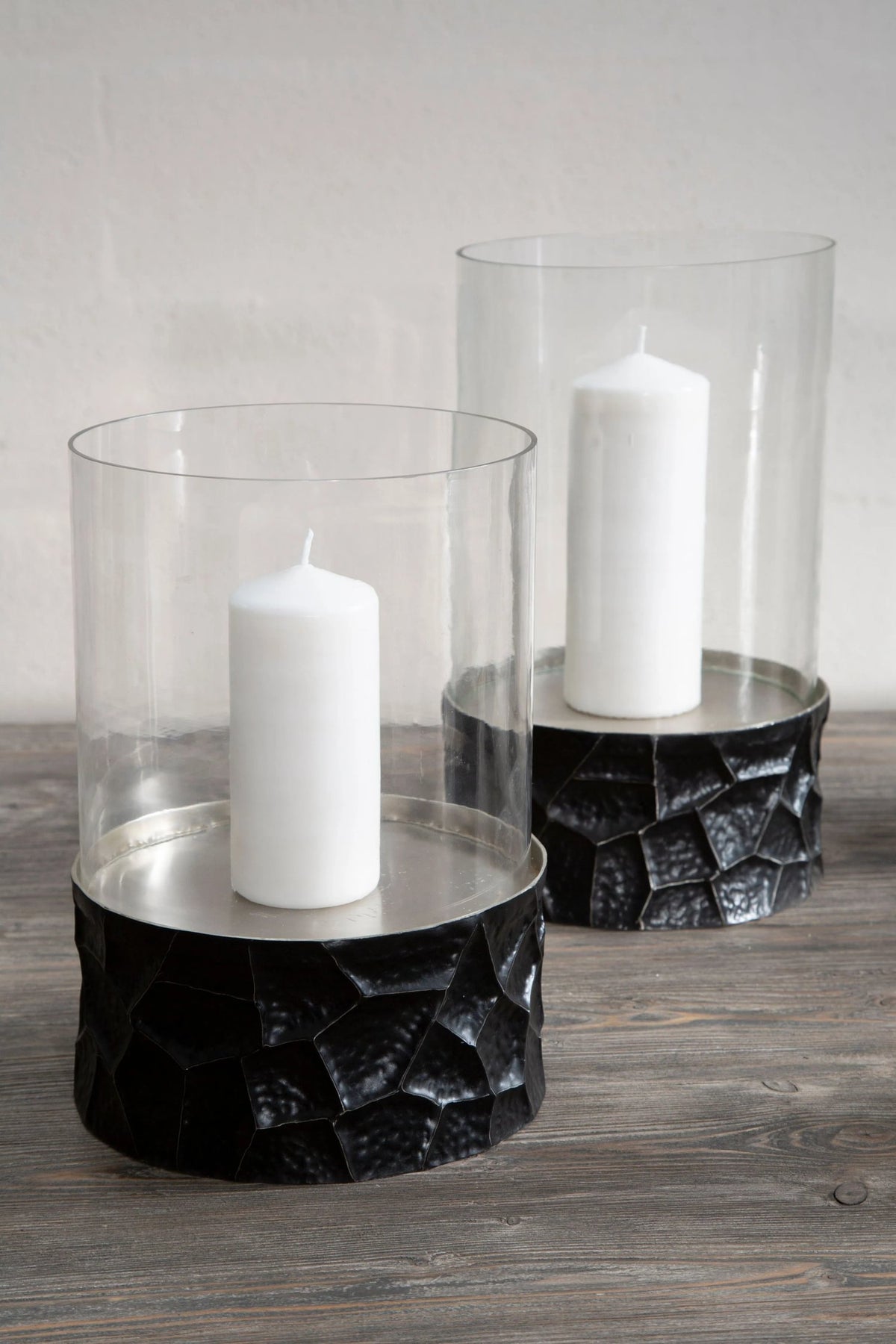 Aureon Black and Gold Large Hurricane Candle Holder