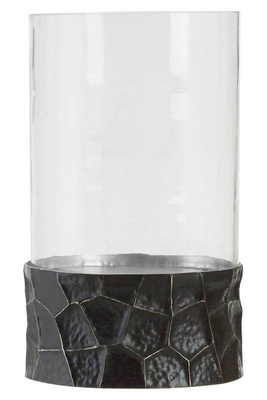 Aureon Black and Gold Large Hurricane Candle Holder
