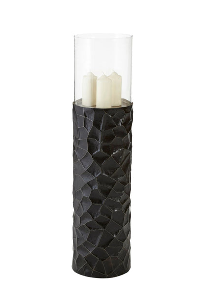 Aureon Black and Gold Small Floor Standing Hurricane Candle Holder