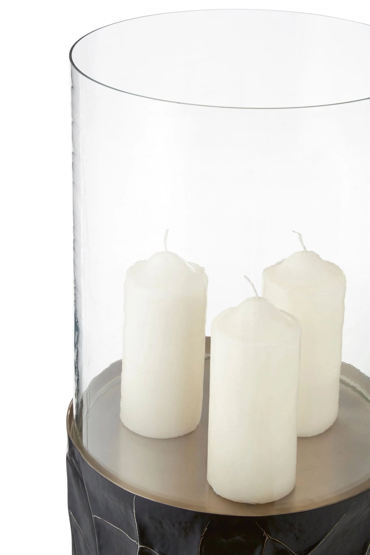 Aureon Black and Gold Small Floor Standing Hurricane Candle Holder