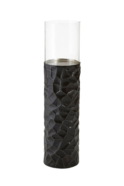 Aureon Black and Gold Small Floor Standing Hurricane Candle Holder