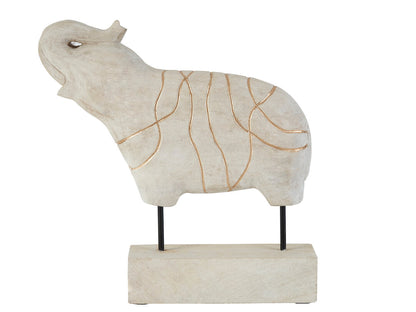 Equus Whitewash Mango Wood Elephant Sculpture