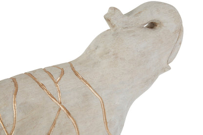 Equus Whitewash Mango Wood Elephant Sculpture