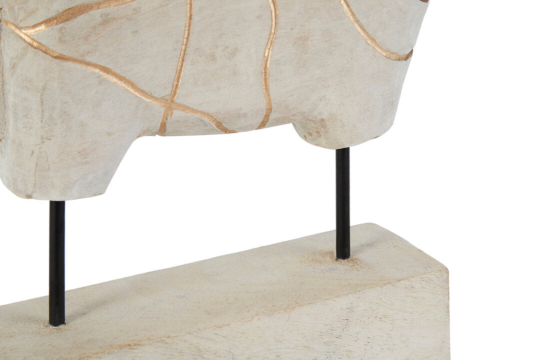 Equus Whitewash Mango Wood Elephant Sculpture