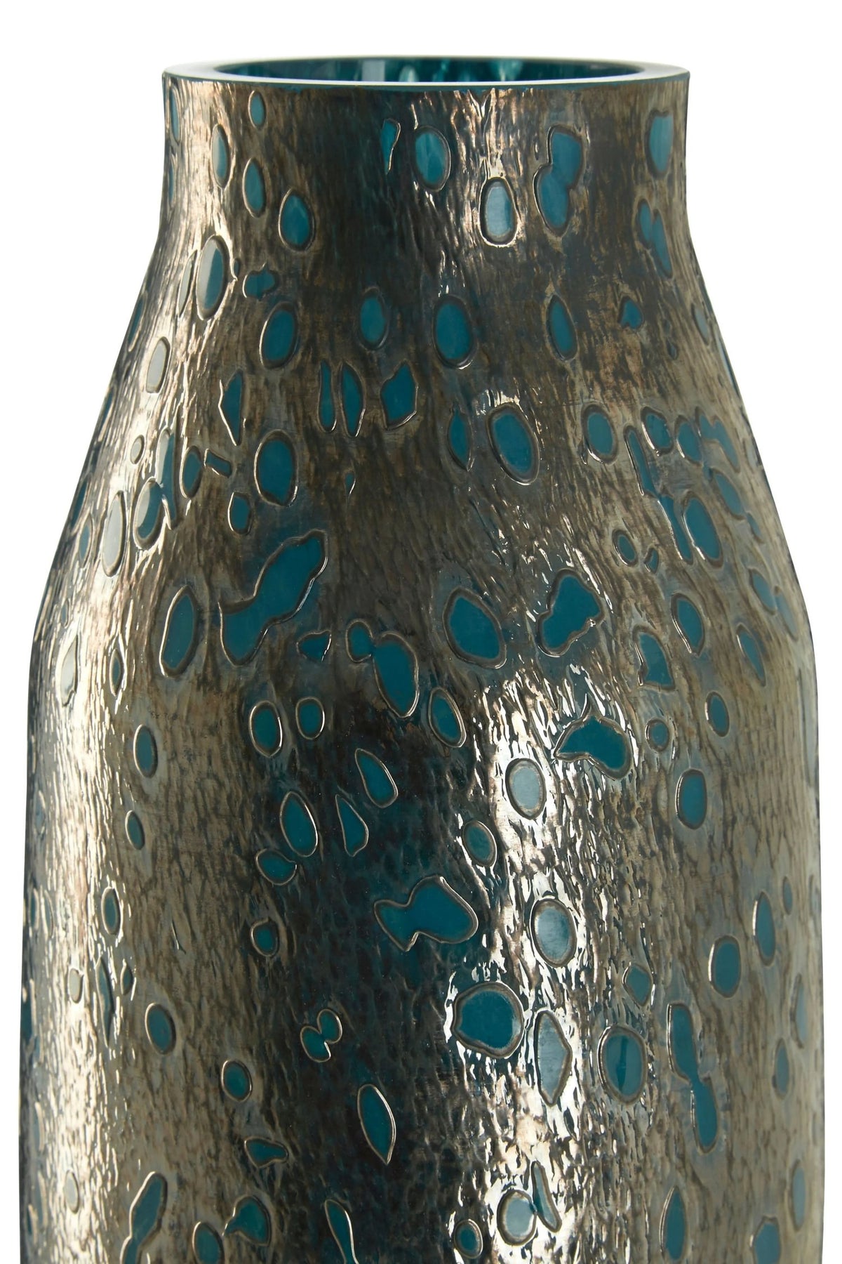 Azurine Blue Speckled Glass Large Vase