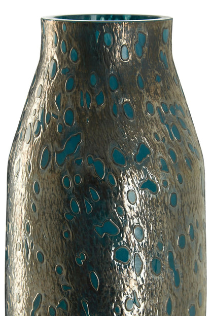 Azurine Blue Speckled Glass Large Vase