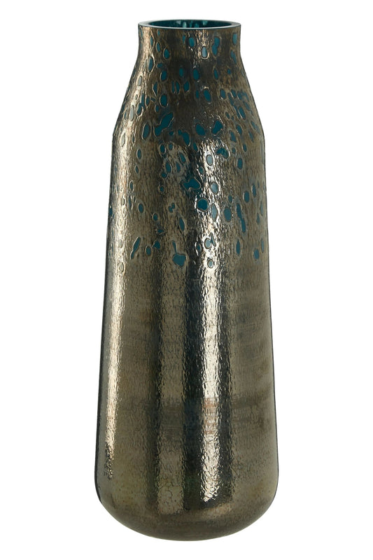 Azurine Blue Speckled Glass Large Vase