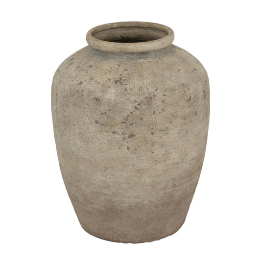 Textured vase with a mottled red finish, showcasing unique variations and elegant proportions, ideal for modern and traditional decor.