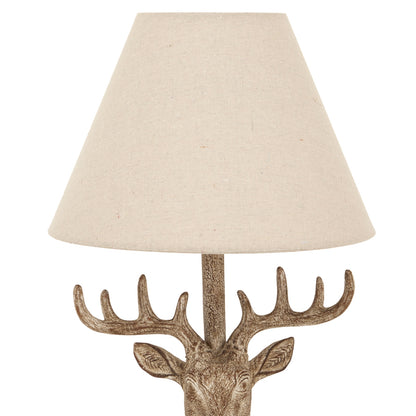 Stonewashed Stag Head Table Lamp With Linen Shade - Table Lamps from the Quanta Home collection.