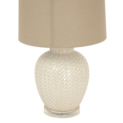 Twill Weave Ceramic Table Lamp With Linen Shade - Ceramic Lamps from the Quanta Home collection.