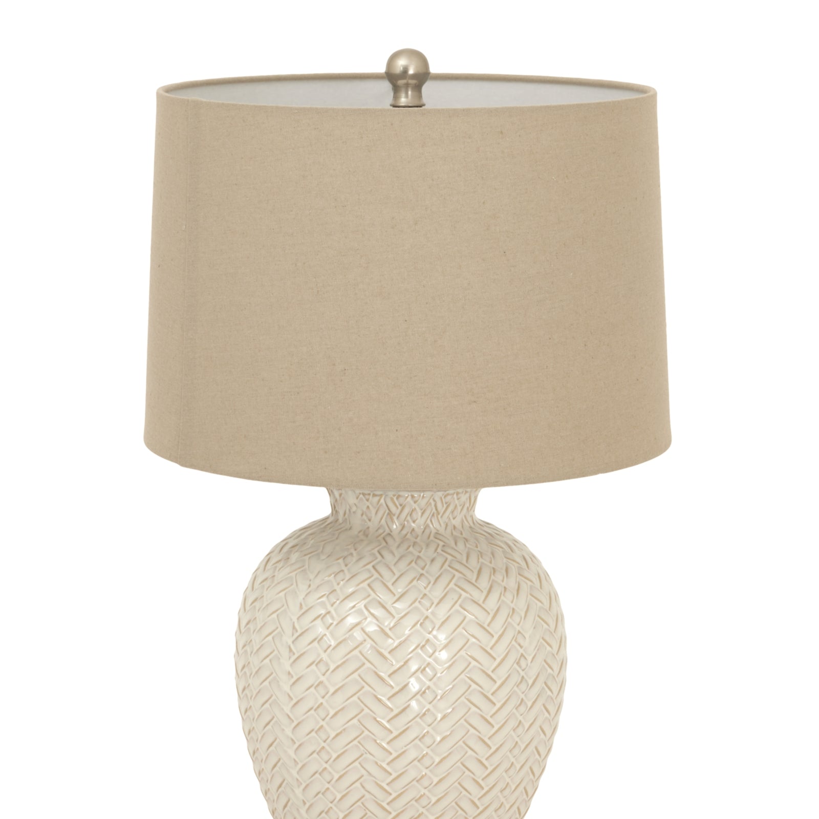 Twill Weave Ceramic Table Lamp With Linen Shade - Ceramic Lamps from the Quanta Home collection.