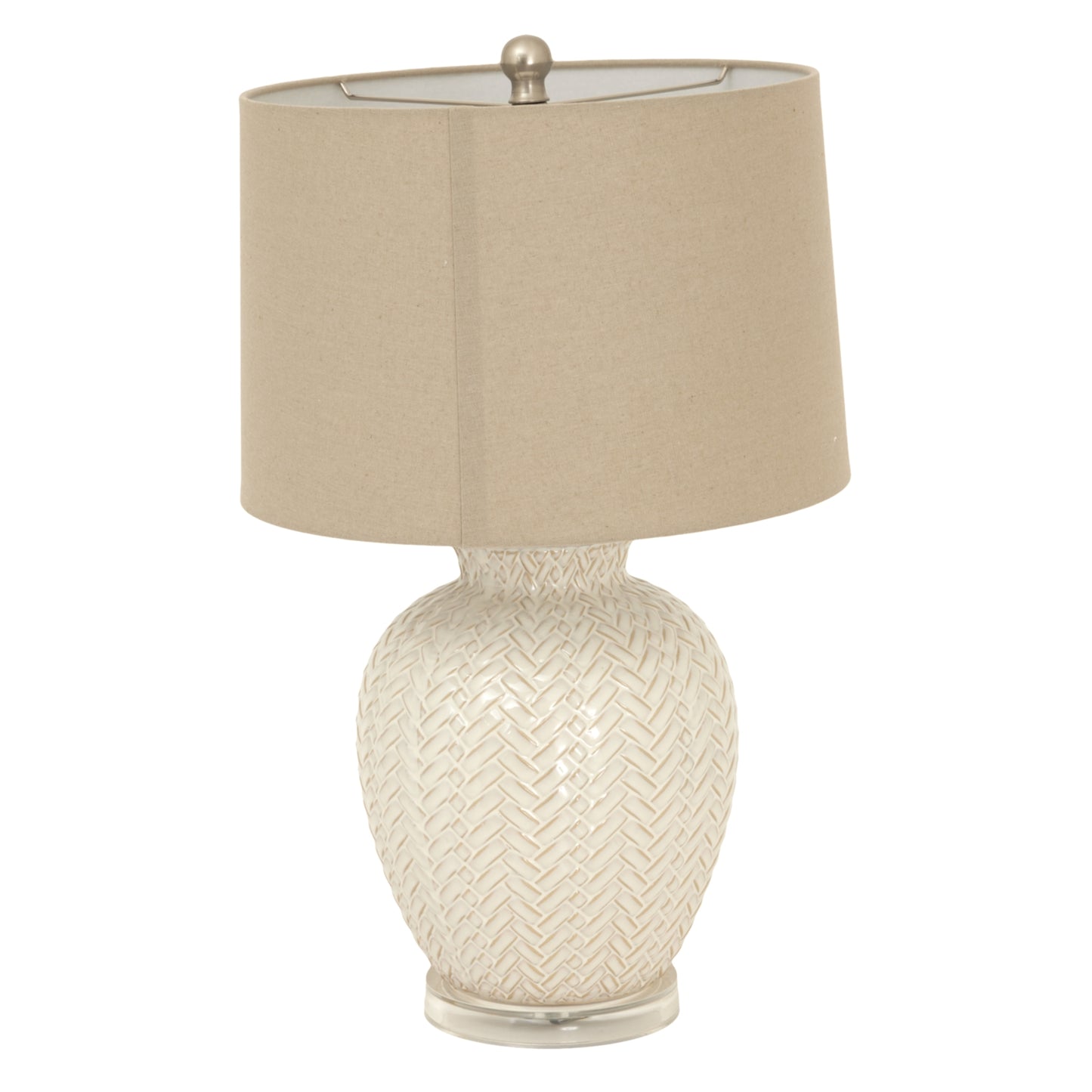 Twill Weave Ceramic Table Lamp With Linen Shade - Ceramic Lamps from the Quanta Home collection.